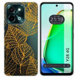 Funda Silicona Transparente para Vivo Y28 4G diseño Hojas Dibujos