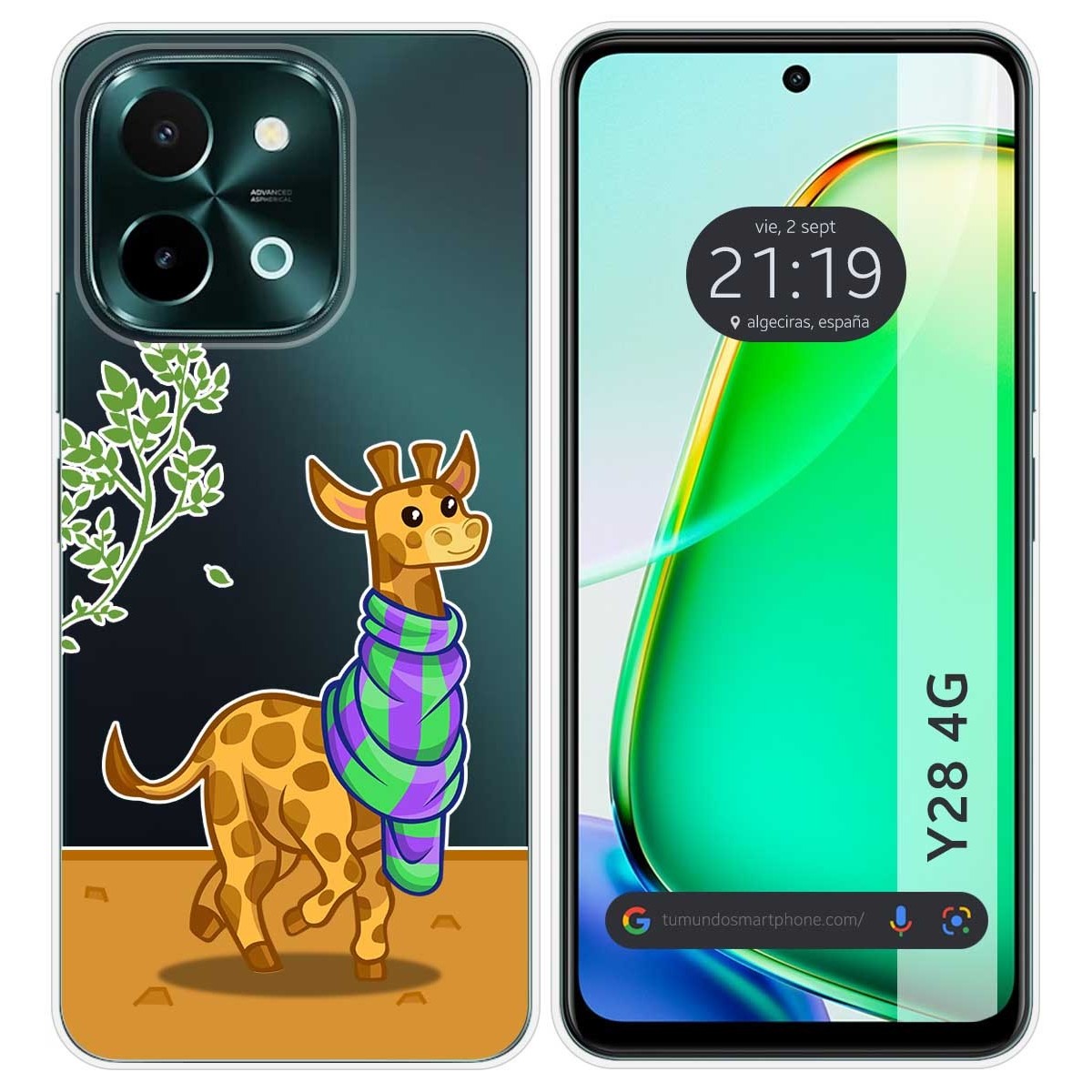 Funda Silicona Transparente para Vivo Y28 4G diseño Jirafa Dibujos