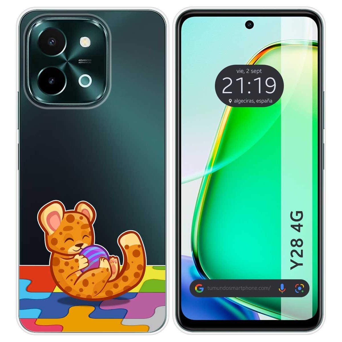 Funda Silicona Transparente para Vivo Y28 4G diseño Leopardo Dibujos