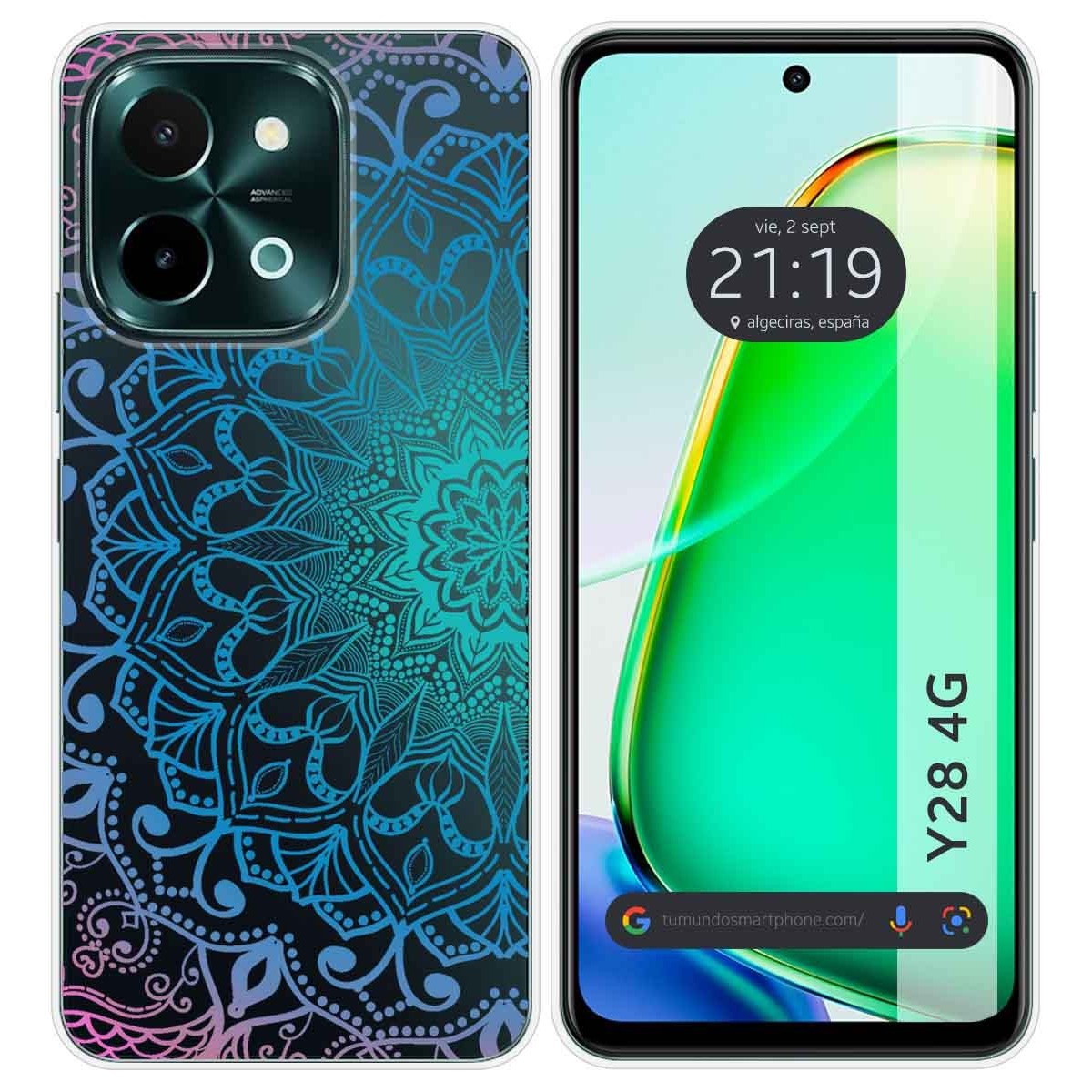 Funda Silicona Transparente para Vivo Y28 4G diseño Mandala Dibujos