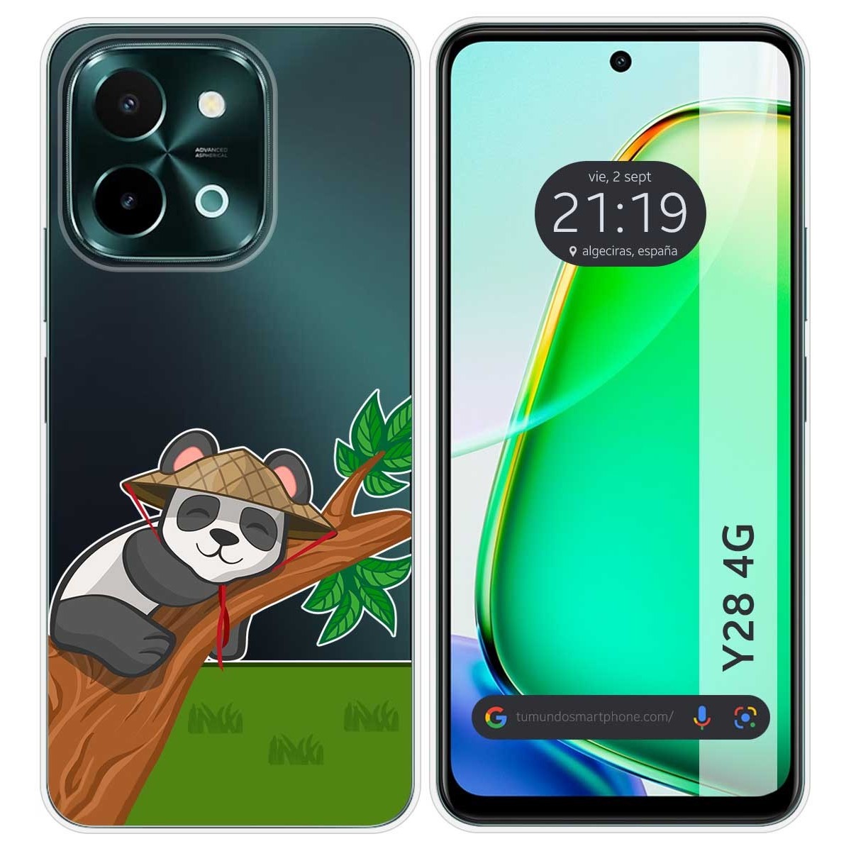 Funda Silicona Transparente para Vivo Y28 4G diseño Panda Dibujos