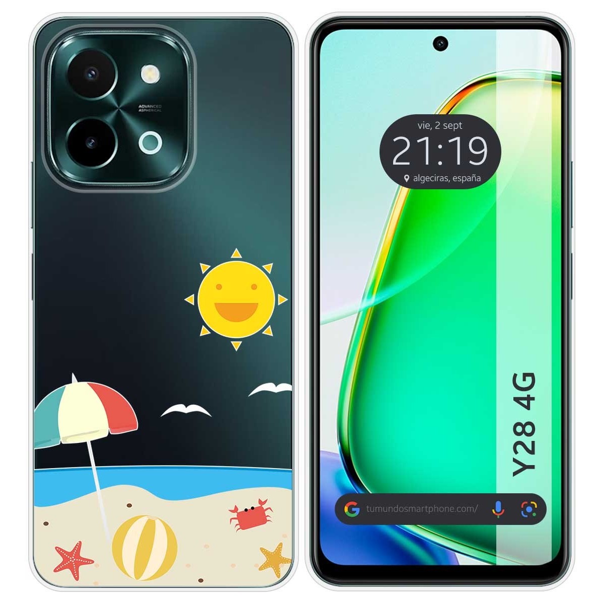 Funda Silicona Transparente para Vivo Y28 4G diseño Playa Dibujos