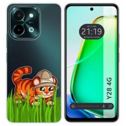 Funda Silicona Transparente para Vivo Y28 4G diseño Tigre Dibujos