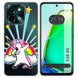 Funda Silicona Transparente para Vivo Y28 4G diseño Unicornio Dibujos