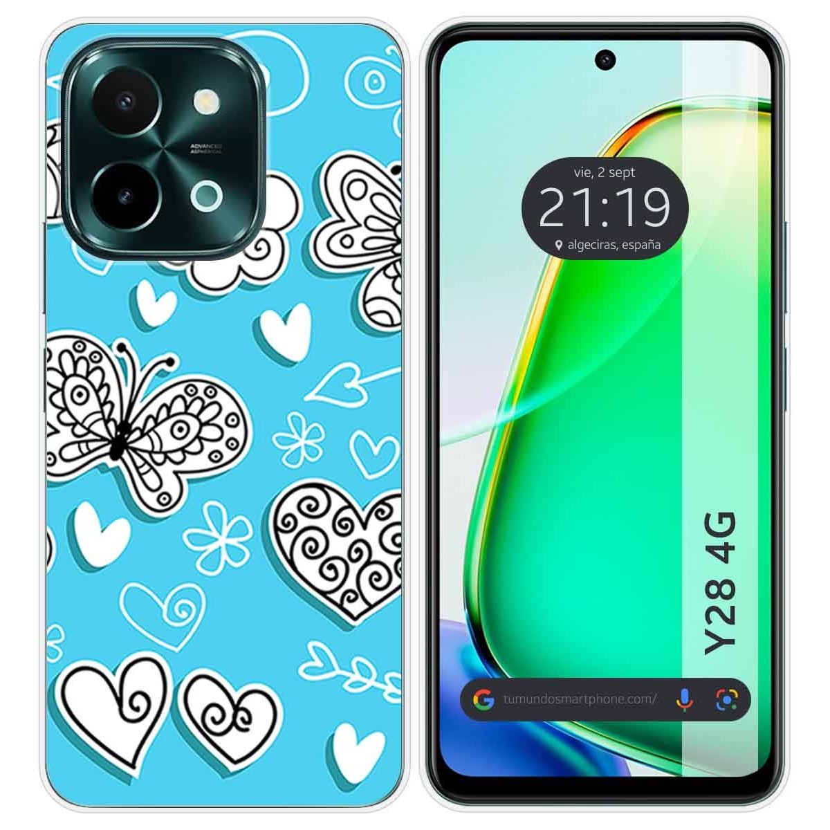 Funda Silicona para Vivo Y28 4G diseño Mariposas Dibujos