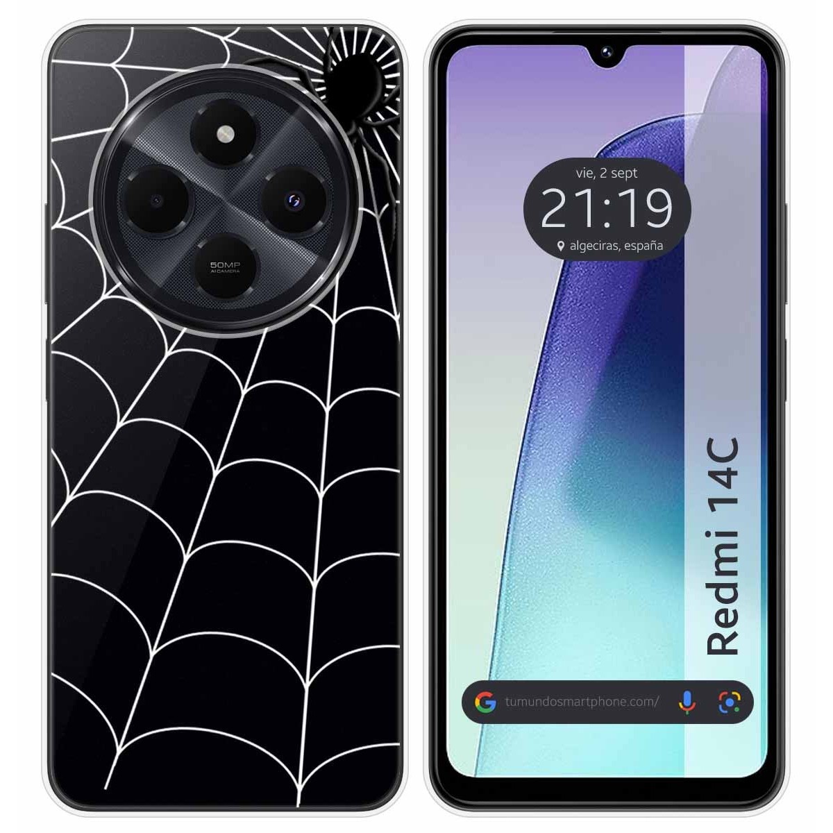 Funda Silicona Transparente para Xiaomi Redmi 14C diseño Araña Dibujos