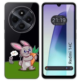 Funda Silicona Transparente para Xiaomi Redmi 14C diseño Conejo Dibujos