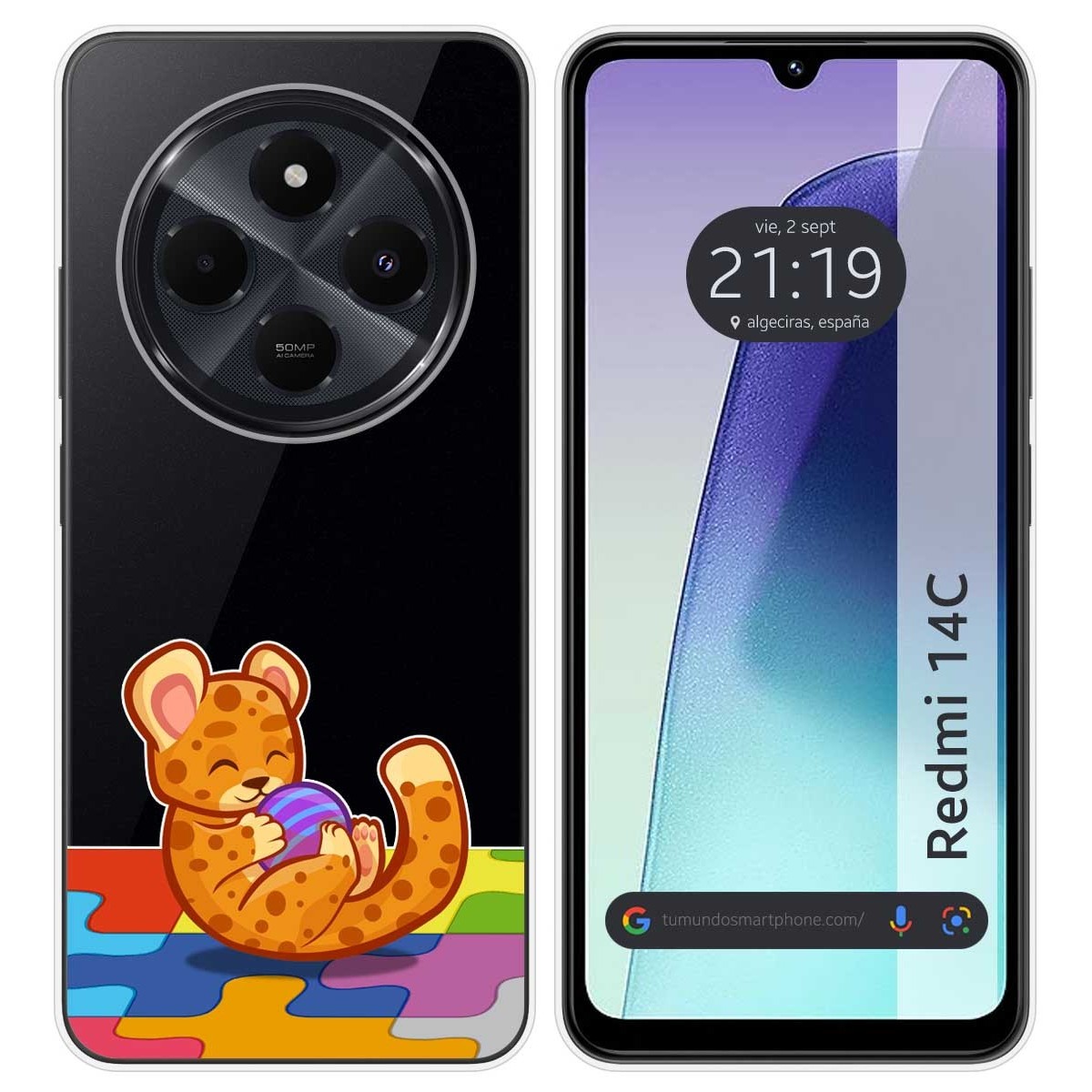 Funda Silicona Transparente para Xiaomi Redmi 14C diseño Leopardo Dibujos