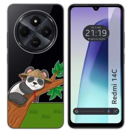 Funda Silicona Transparente para Xiaomi Redmi 14C diseño Panda Dibujos