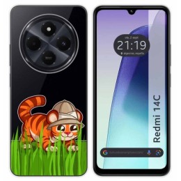 Funda Silicona Transparente para Xiaomi Redmi 14C diseño Tigre Dibujos