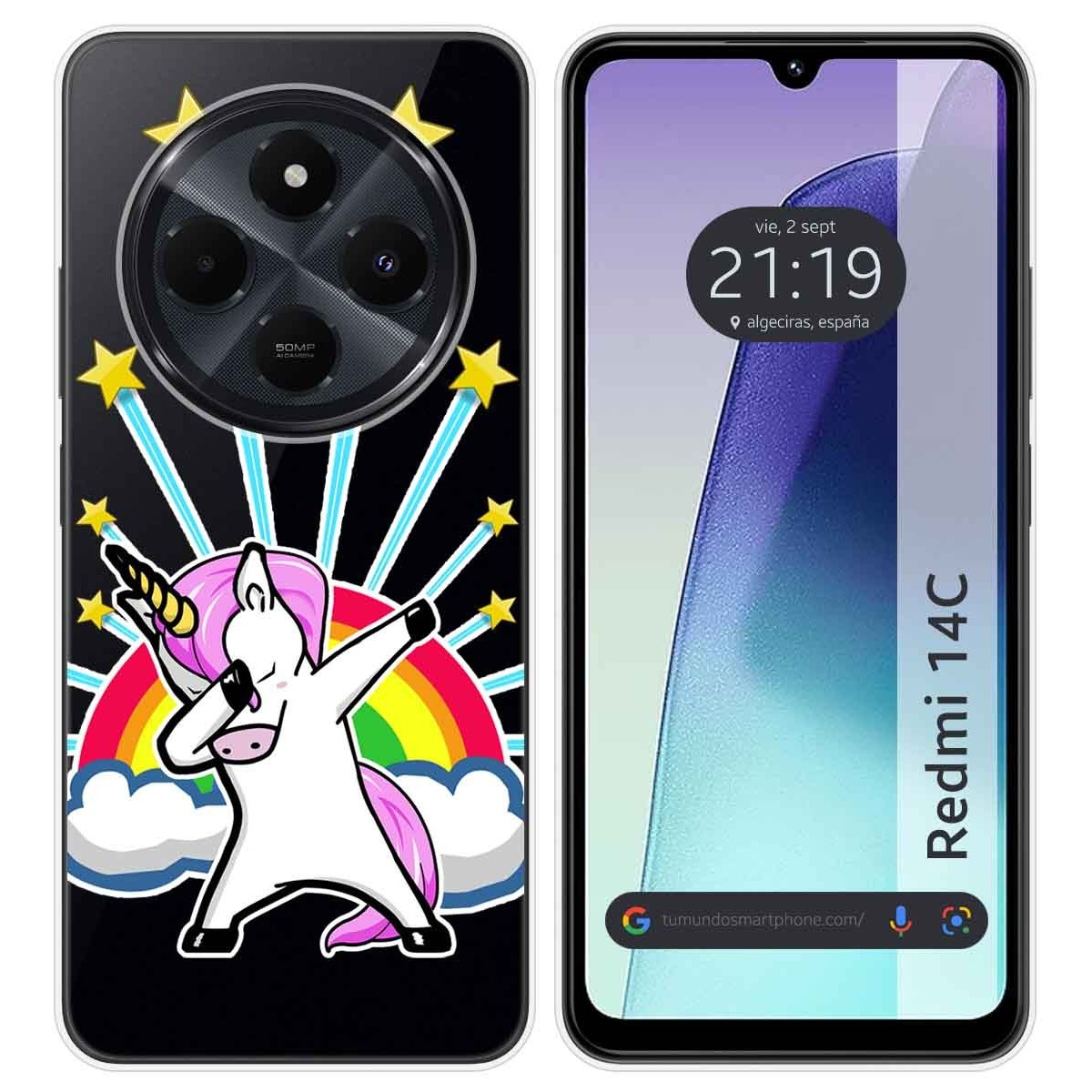 Funda Silicona Transparente para Xiaomi Redmi 14C diseño Unicornio Dibujos