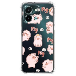 Funda Silicona Antigolpes para Vivo Y28 4G diseño Cerdos Dibujos