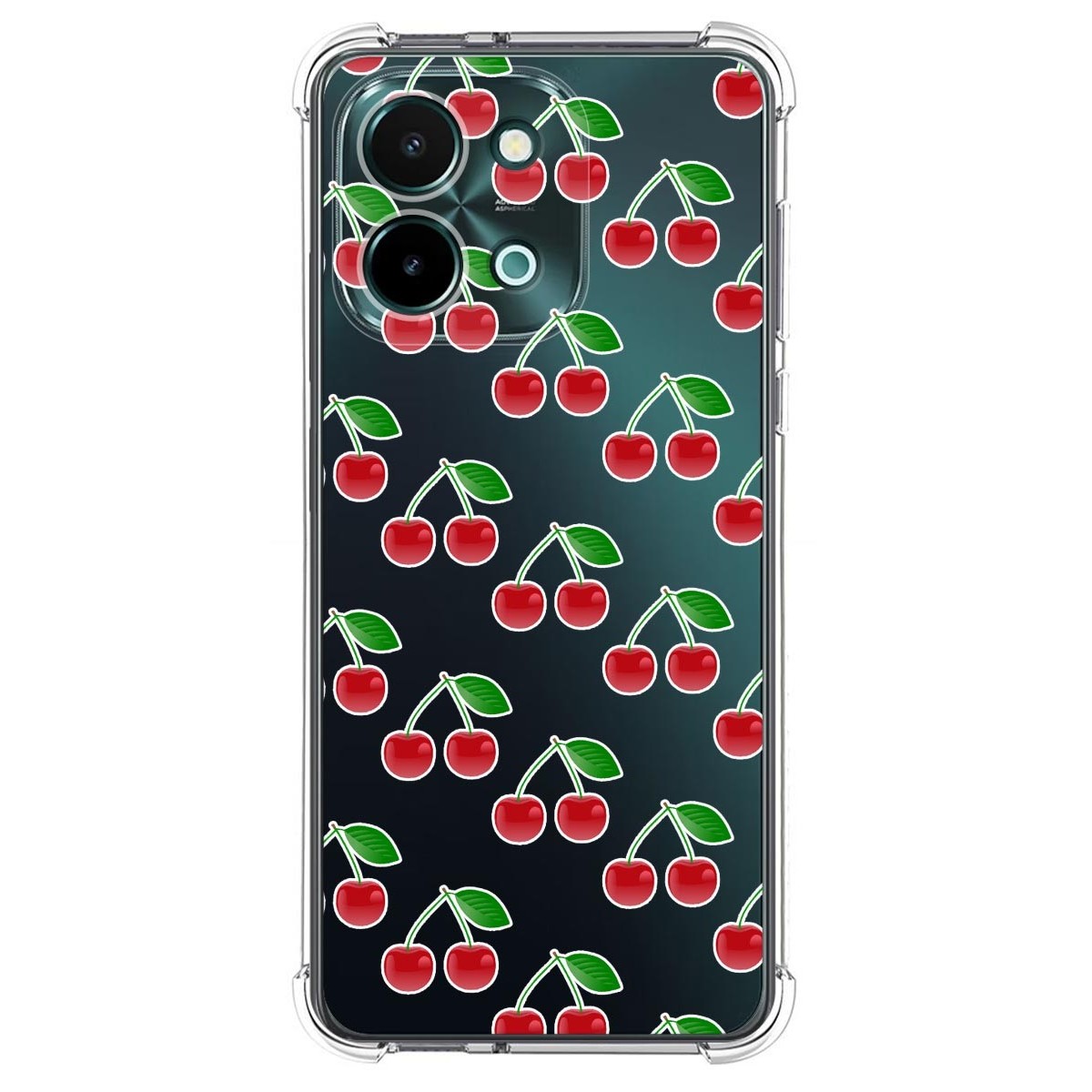 Funda Silicona Antigolpes para Vivo Y28 4G diseño Cerezas Dibujos