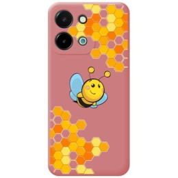 Funda Silicona Líquida Rosa para Vivo Y28 4G diseño Abeja Dibujos