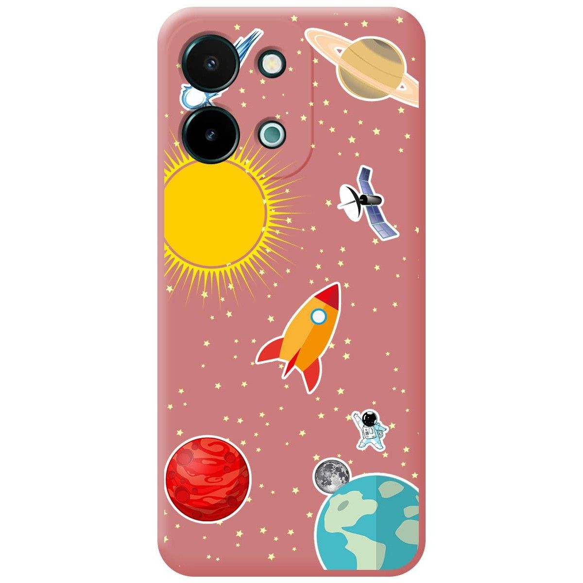 Funda Silicona Líquida Rosa para Vivo Y28 4G diseño Espacio Dibujos