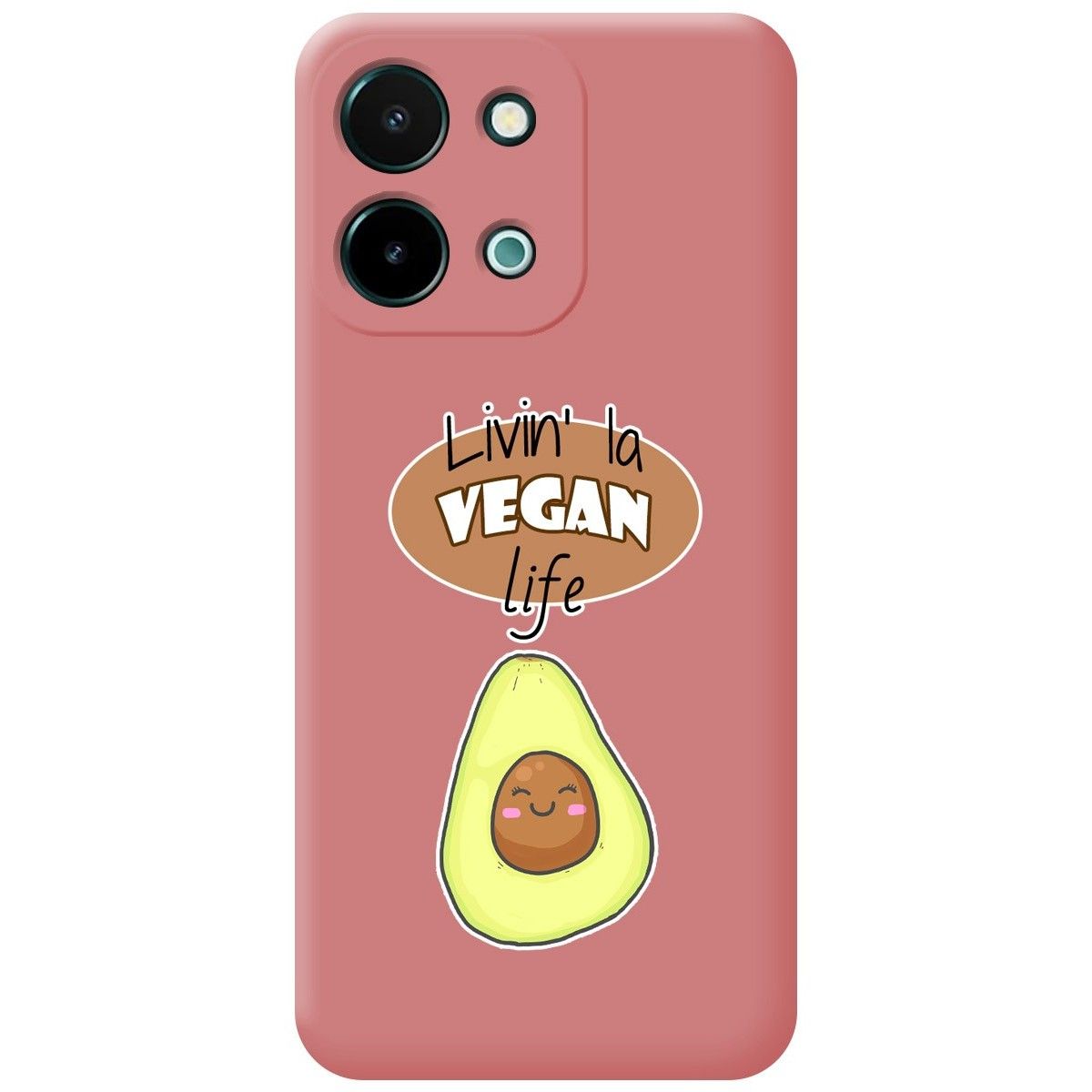 Funda Silicona Líquida Rosa para Vivo Y28 4G diseño Vegan Life Dibujos