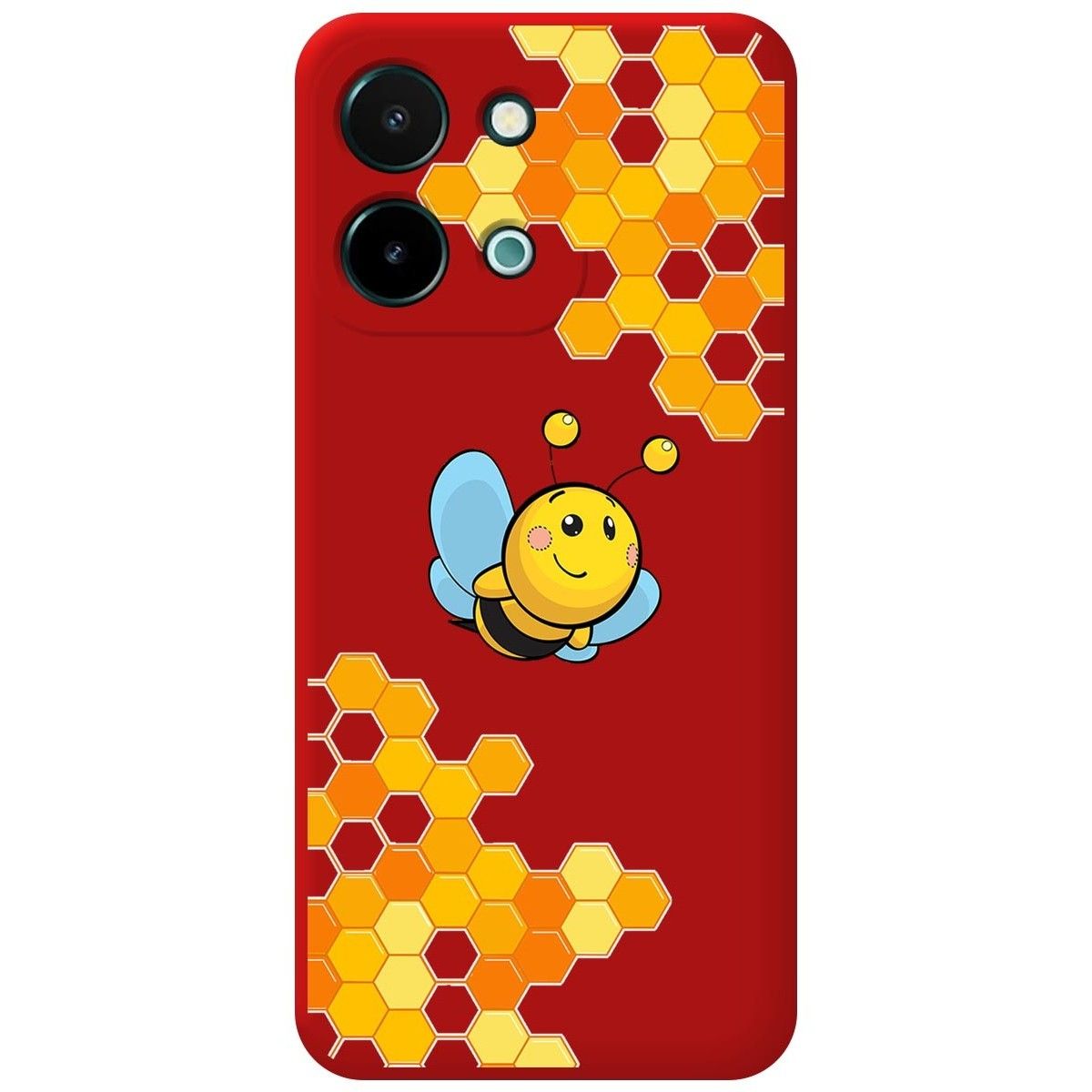 Funda Silicona Líquida Roja para Vivo Y28 4G diseño Abeja Dibujos