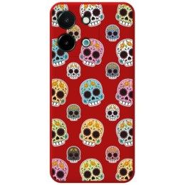 Funda Silicona Líquida Roja para Vivo Y28 4G diseño Catrina Dibujos