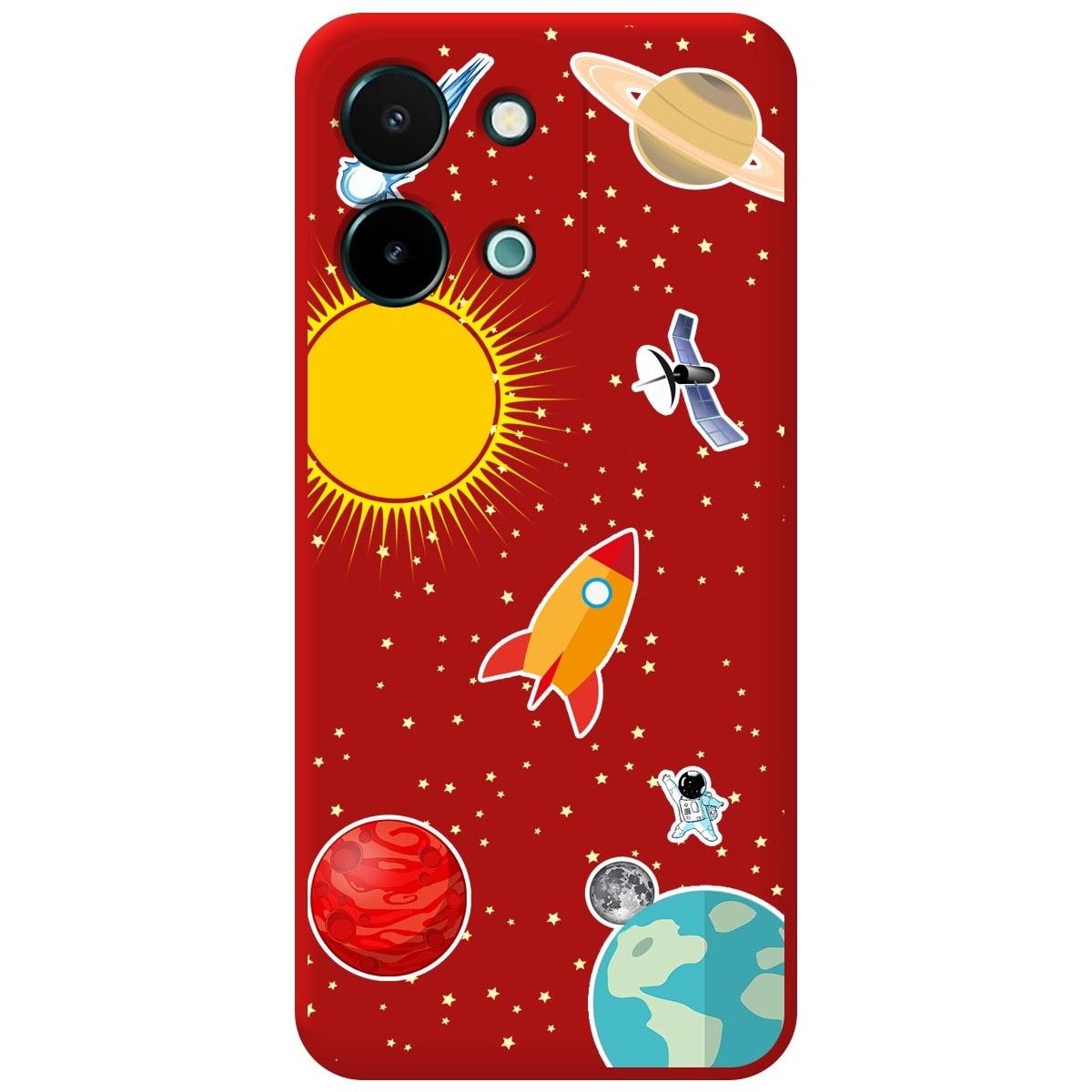 Funda Silicona Líquida Roja para Vivo Y28 4G diseño Espacio Dibujos