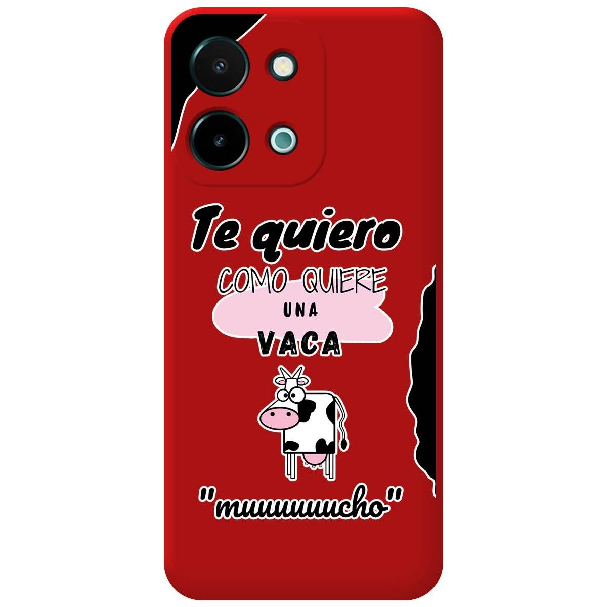 Funda Silicona Líquida Roja para Vivo Y28 4G diseño Vaca Dibujos