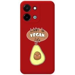 Funda Silicona Líquida Roja para Vivo Y28 4G diseño Vegan Life Dibujos