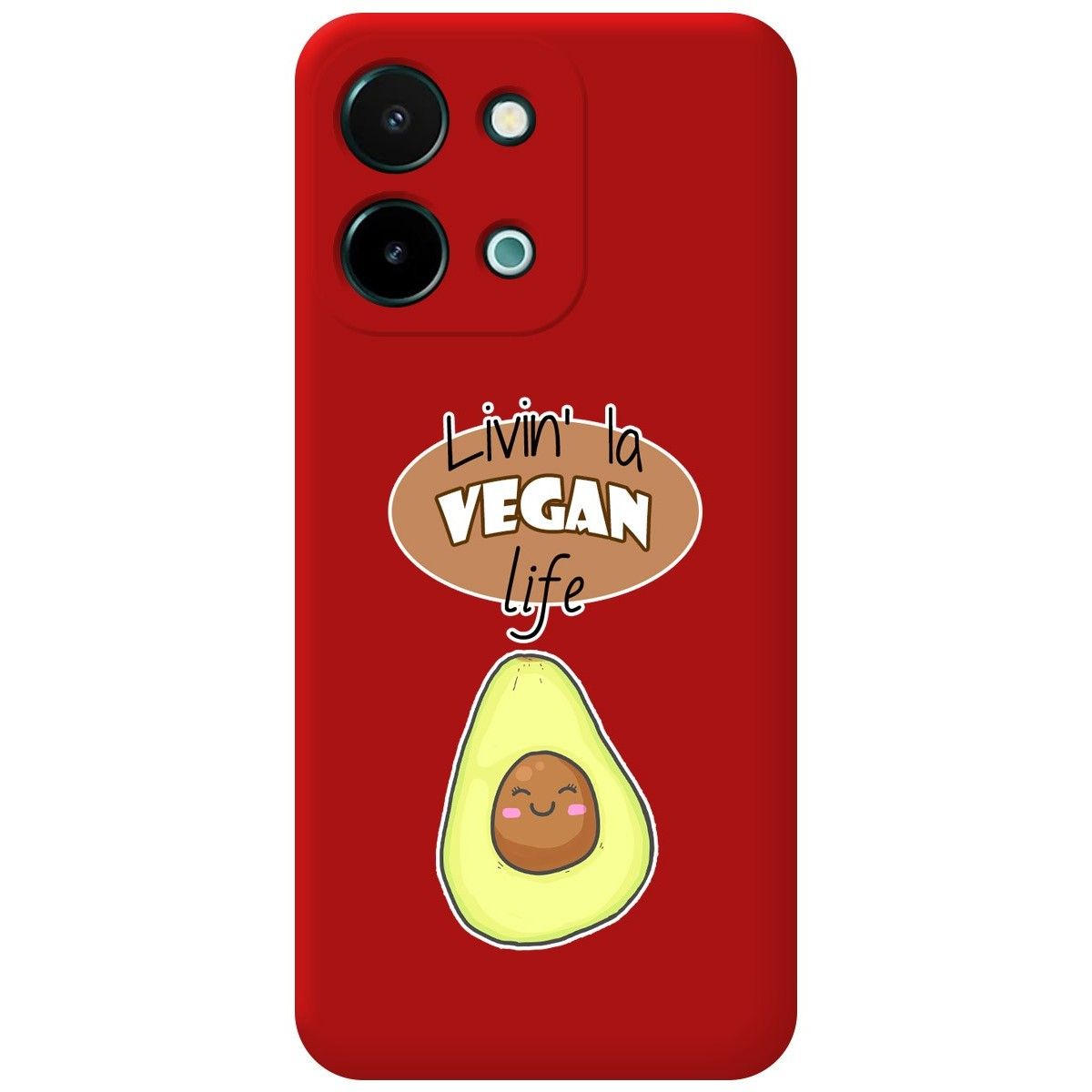 Funda Silicona Líquida Roja para Vivo Y28 4G diseño Vegan Life Dibujos