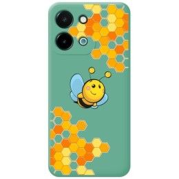 Funda Silicona Líquida Verde para Vivo Y28 4G diseño Abeja Dibujos