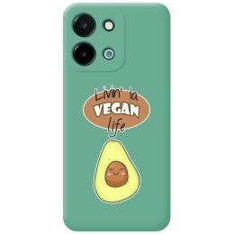 Funda Silicona Líquida Verde para Vivo Y28 4G diseño Vegan Life Dibujos