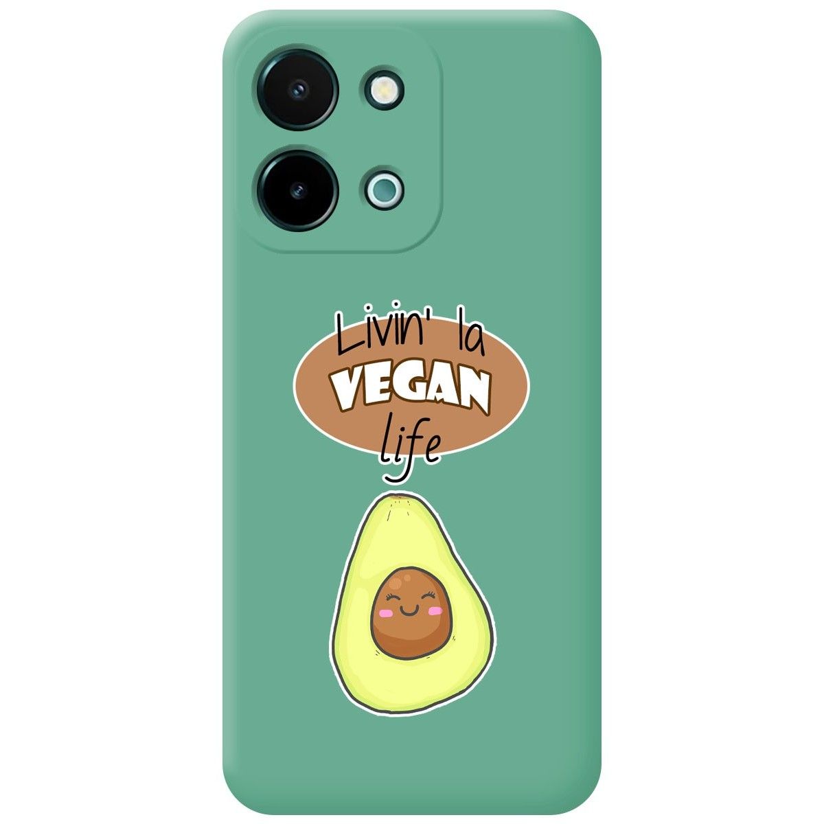 Funda Silicona Líquida Verde para Vivo Y28 4G diseño Vegan Life Dibujos