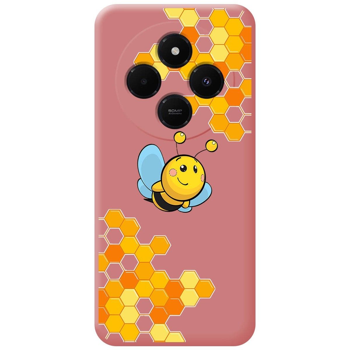 Funda Silicona Líquida Rosa para Xiaomi Redmi 14C diseño Abeja Dibujos