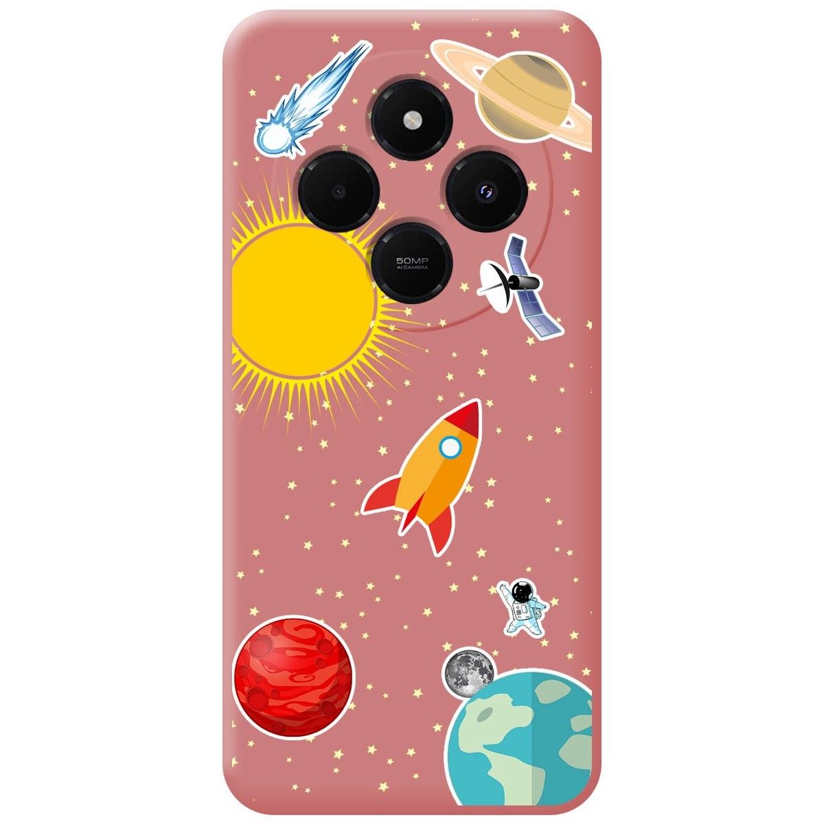 Funda Silicona Líquida Rosa para Xiaomi Redmi 14C diseño Espacio Dibujos