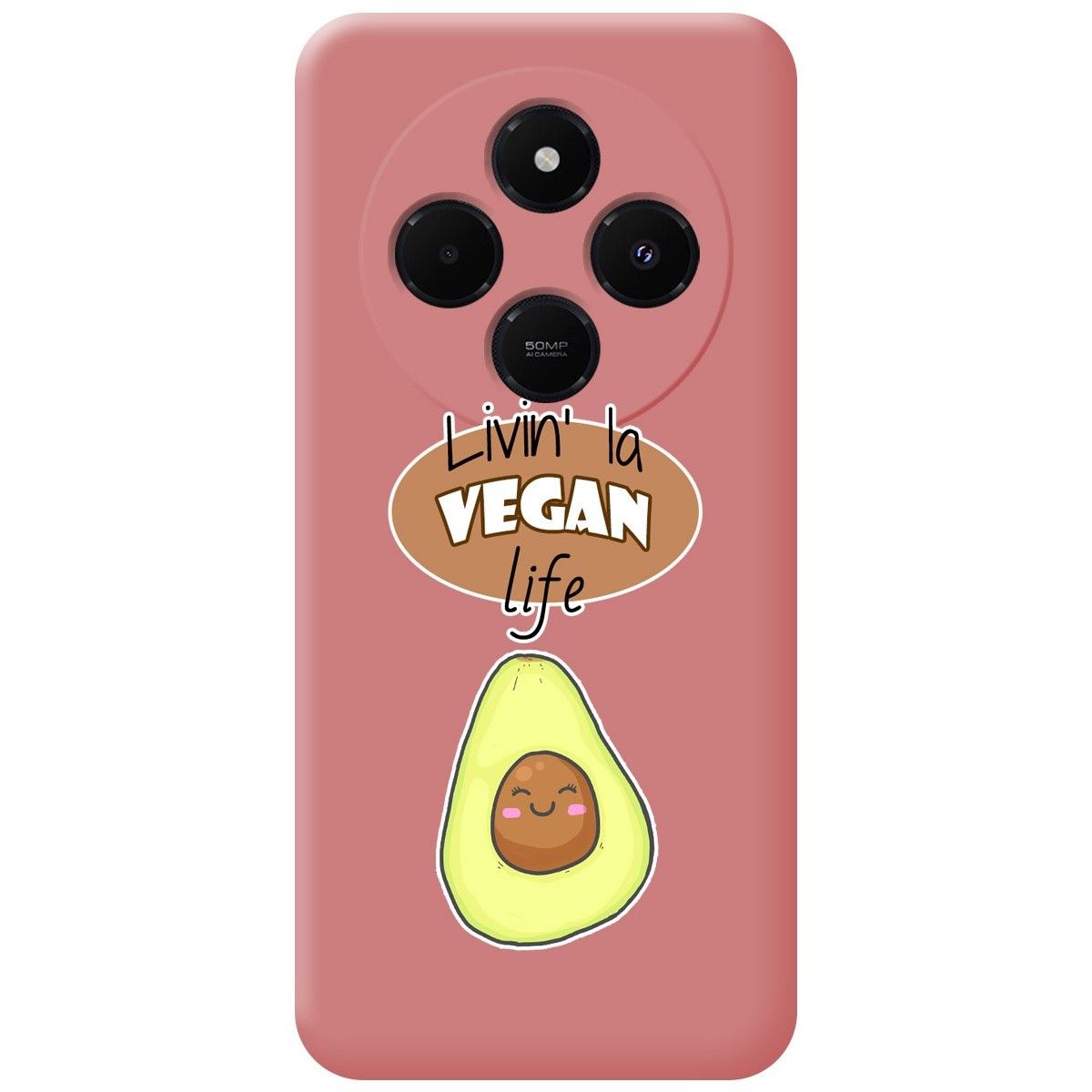 Funda Silicona Líquida Rosa para Xiaomi Redmi 14C diseño Vegan Life Dibujos