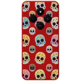 Funda Silicona Líquida Roja para Xiaomi Redmi 14C diseño Catrina Dibujos