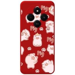 Funda Silicona Líquida Roja para Xiaomi Redmi 14C diseño Cerdos Dibujos