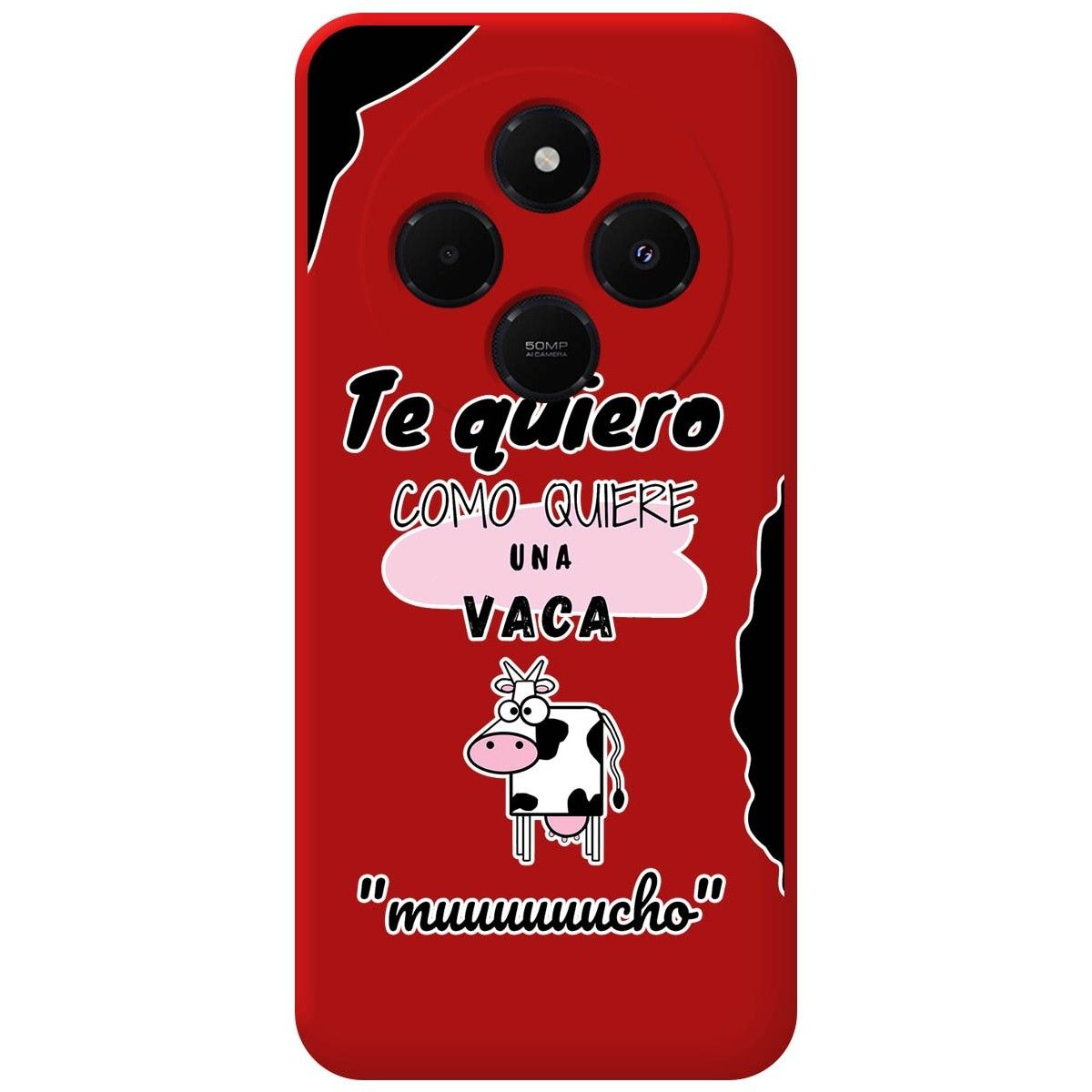 Funda Silicona Líquida Roja para Xiaomi Redmi 14C diseño Vaca Dibujos