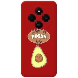 Funda Silicona Líquida Roja para Xiaomi Redmi 14C diseño Vegan Life Dibujos