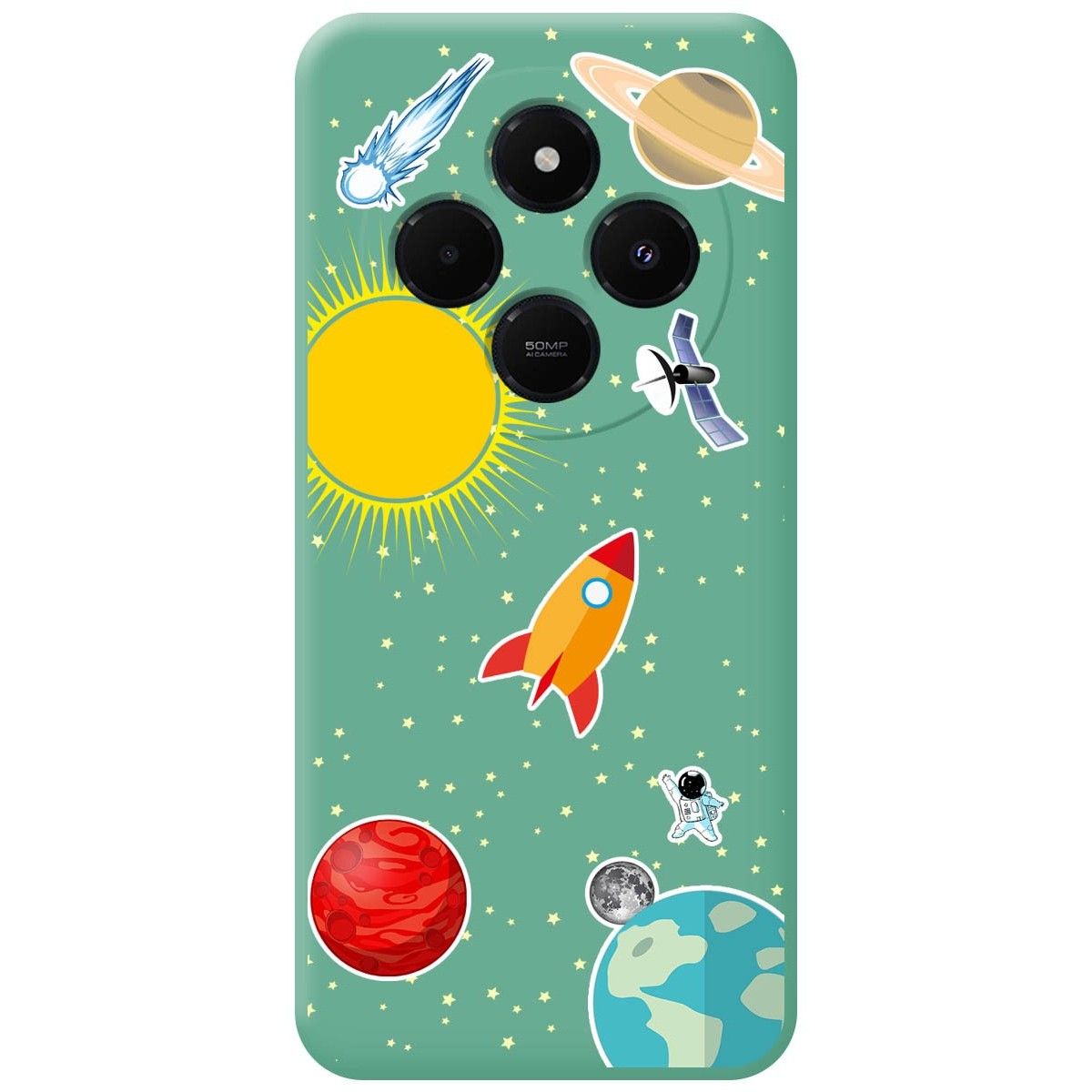 Funda Silicona Líquida Verde para Xiaomi Redmi 14C diseño Espacio Dibujos