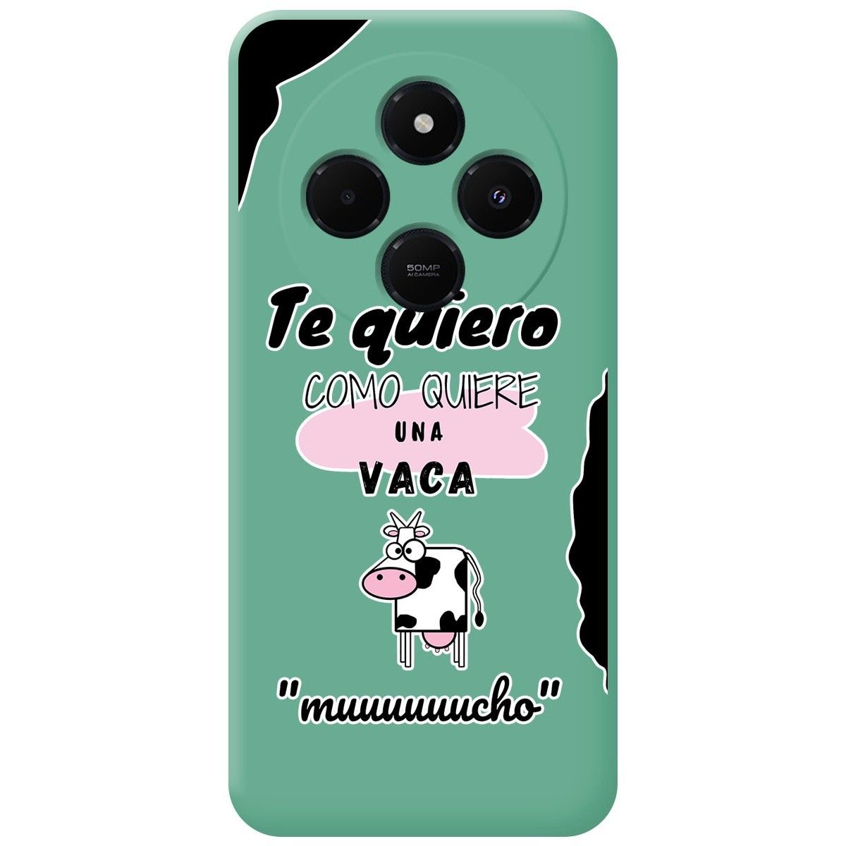 Funda Silicona Líquida Verde para Xiaomi Redmi 14C diseño Vaca Dibujos