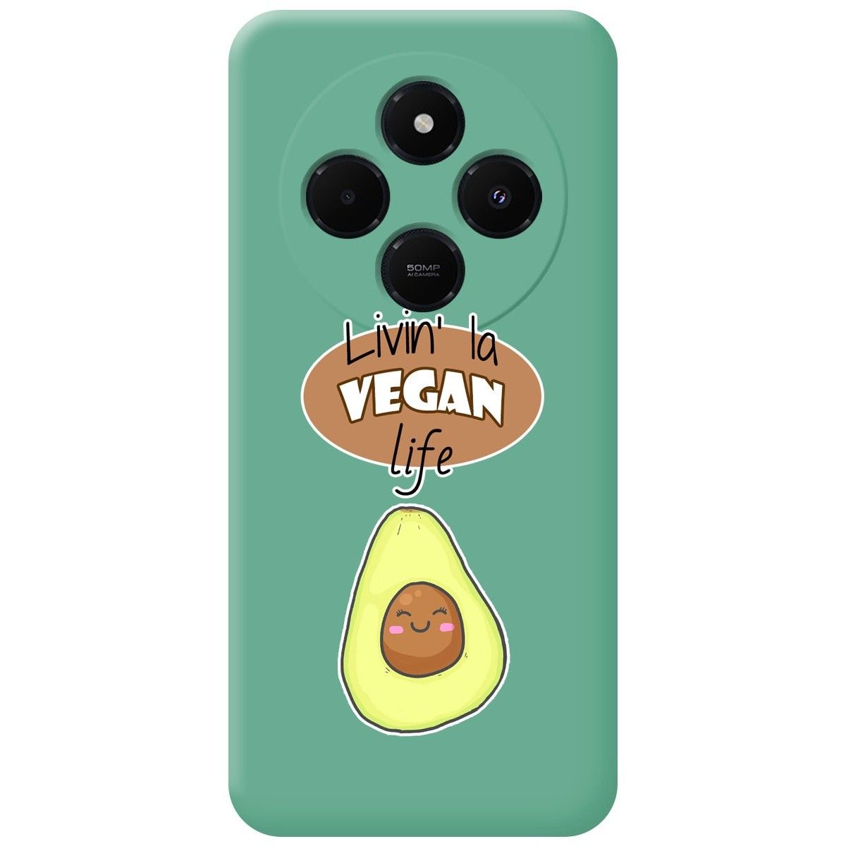 Funda Silicona Líquida Verde para Xiaomi Redmi 14C diseño Vegan Life Dibujos