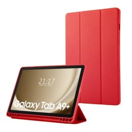 Funda con tapa Smart para Samsung Galaxy Tab A9+ Plus color Rojo