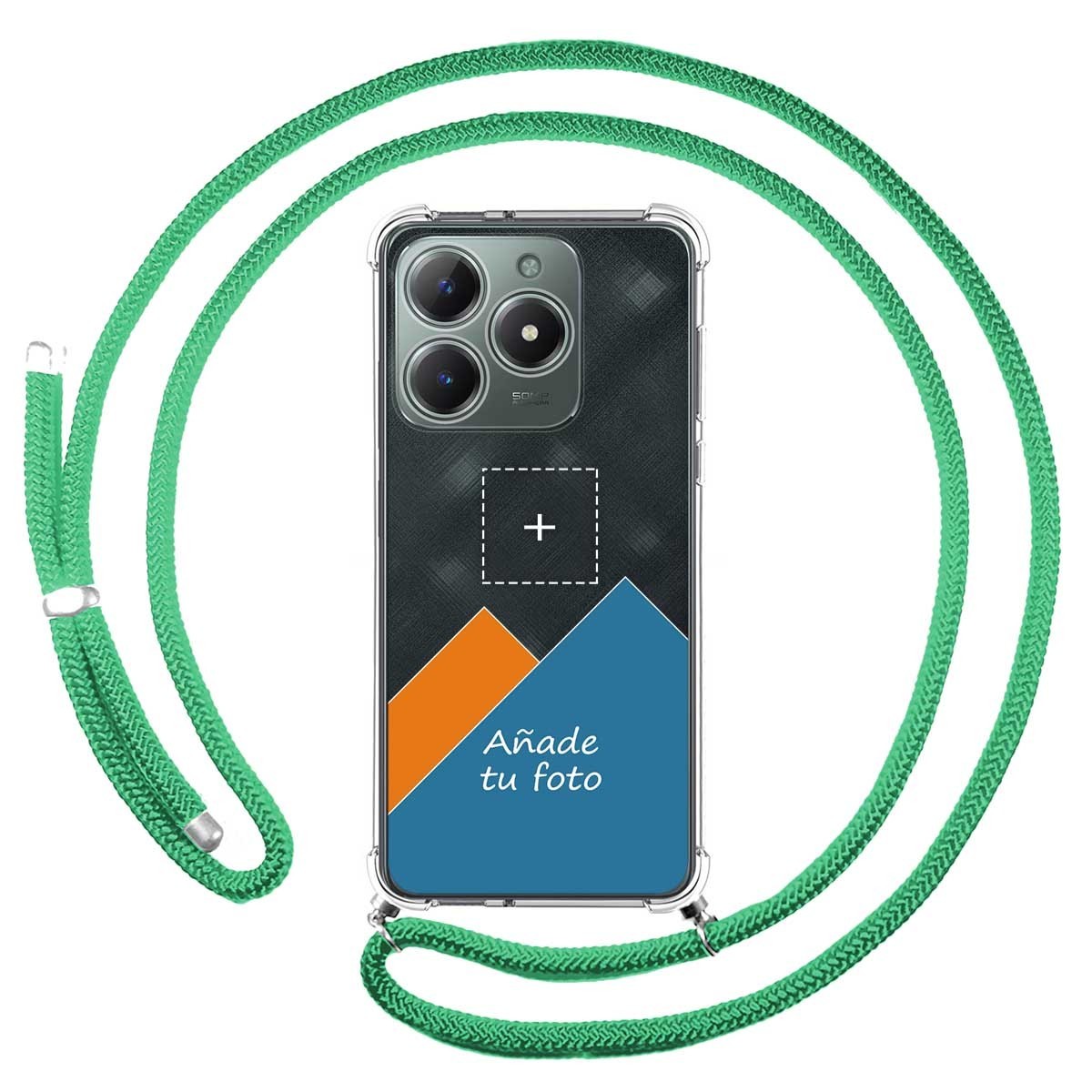 Personaliza tu Funda Colgante Transparente para Realme C61 / C63 4G con Cordon Verde Agua Dibujo Personalizada