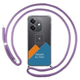 Personaliza tu Funda Colgante Transparente para Oppo A40 / A40m con Cordon Morado Dibujo Personalizada