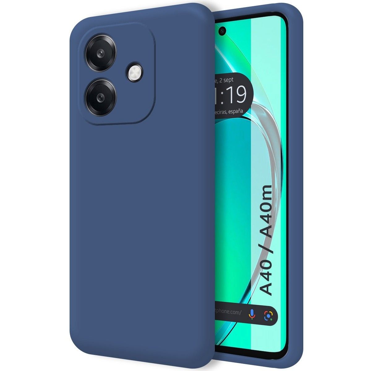 Funda Silicona Líquida Ultra Suave para Oppo A40 / A40m color Azul Oscuro