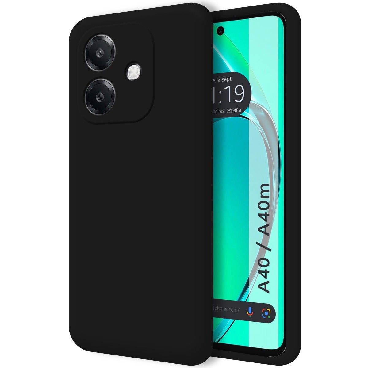 Funda Silicona Líquida Ultra Suave para Oppo A40 / A40m color Negra