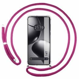 Funda Colgante Transparente para Xiaomi 14T 5G con Cordon Rosa Fucsia