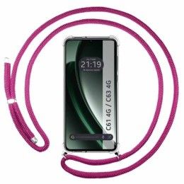 Funda Colgante Transparente para Realme C61 / C63 4G con Cordon Rosa Fucsia