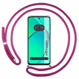 Funda Colgante Transparente para Oppo A40 / A40m con Cordon Rosa Fucsia