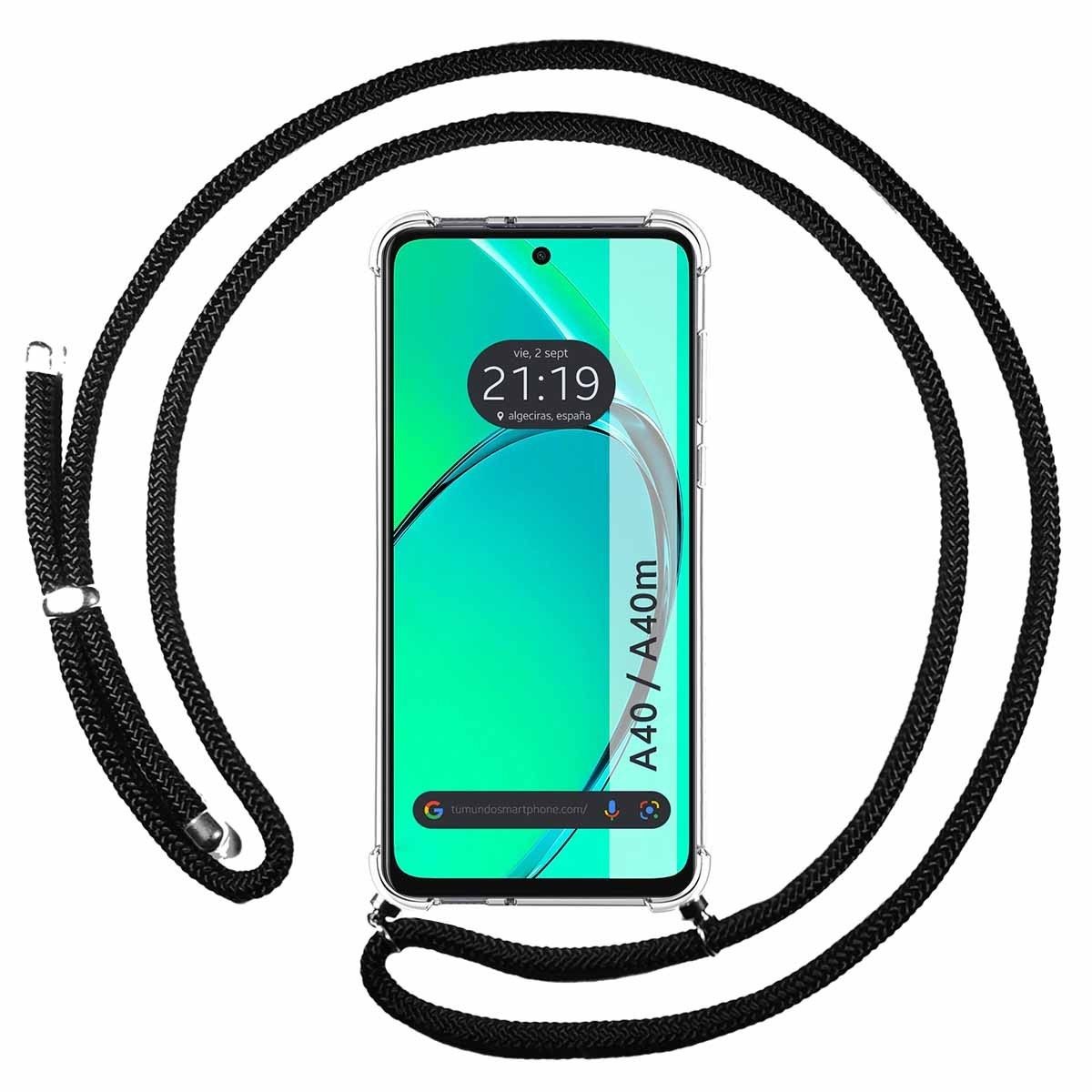 Funda Colgante Transparente para Oppo A40 / A40m con Cordon Negro