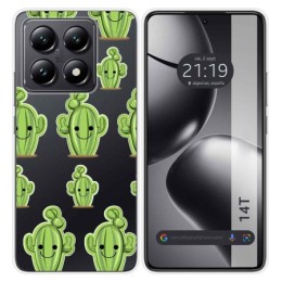 Funda Silicona Transparente para Xiaomi 14T 5G diseño Cactus Dibujos