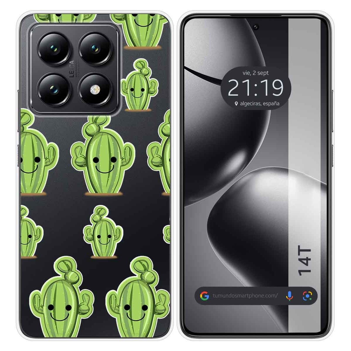 Funda Silicona Transparente para Xiaomi 14T 5G diseño Cactus Dibujos